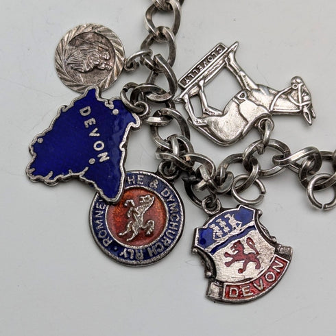 1970s British vintage sterling silver charm bracelet 30g