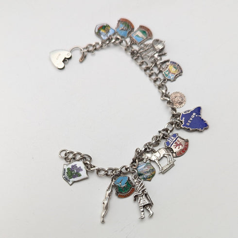 1970s British vintage sterling silver charm bracelet 30g