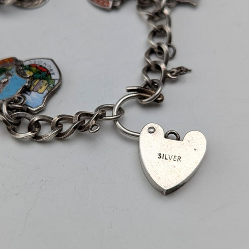 1970s British vintage sterling silver charm bracelet 30g