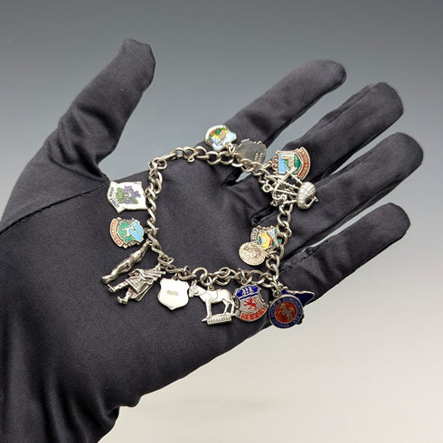 1970s British vintage sterling silver charm bracelet 30g