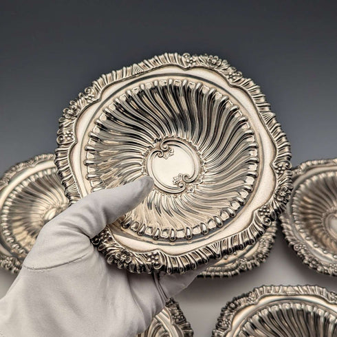Set of 6 vintage British silver plate bowl dishes