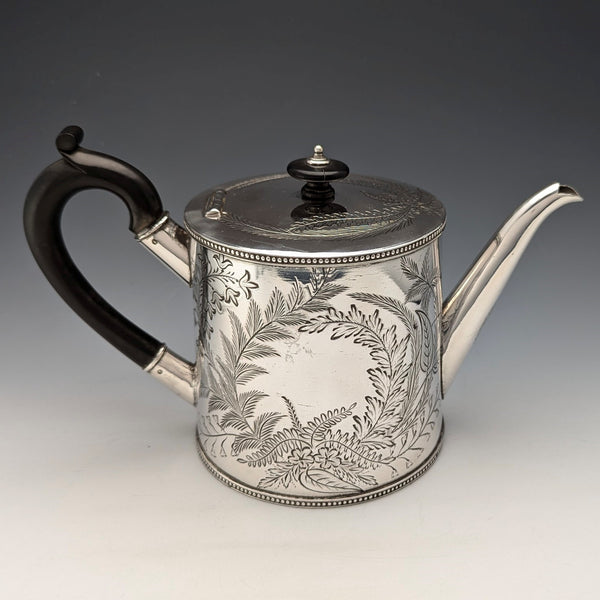 Circa 1890 British antique silver plate teapot Joseph Ridge