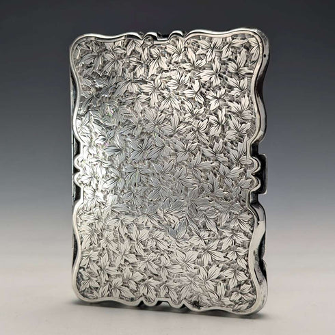 1901 British antique sterling silver double door card case 103g William Aitken