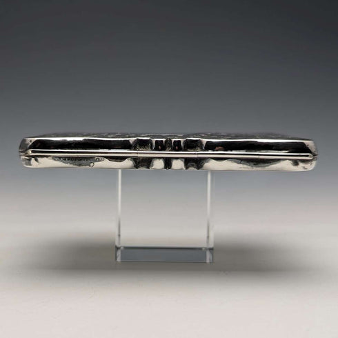 1901 British antique sterling silver double door card case 103g William Aitken