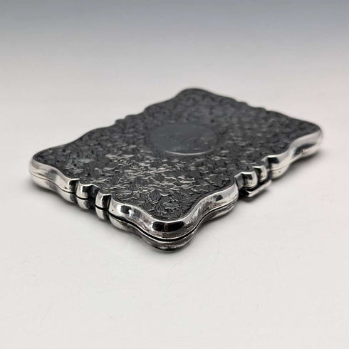 1901 British antique sterling silver double door card case 103g William Aitken