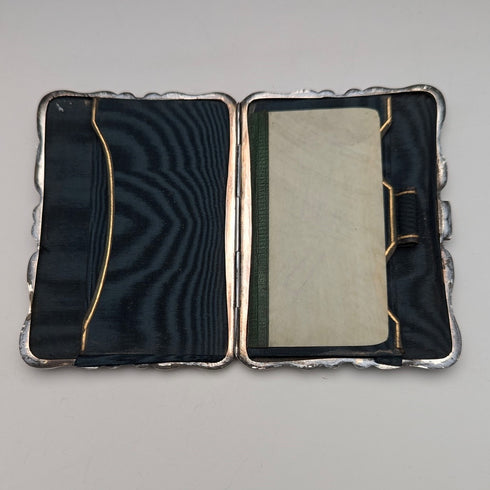 1901 British antique sterling silver double door card case 103g William Aitken