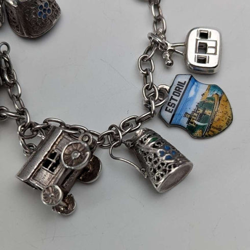1970s British vintage sterling silver charm bracelet, 32g