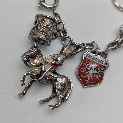 1970年代 英国ヴィンテージ 純銀製 チャームブレスレット 32g