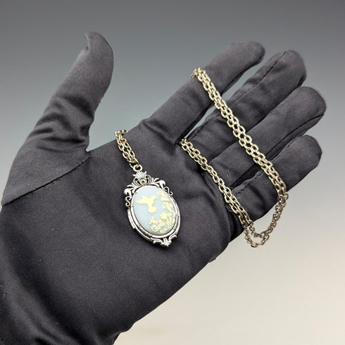 ヴィンテージ ハミングバード カメオ ロケットペンダント ネックレス