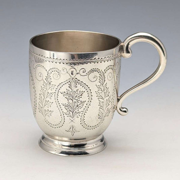 1868 British antique sterling silver mug 135g Arthur Sibley