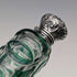 Antique British silver-lidded green cut glass portable perfume bottle