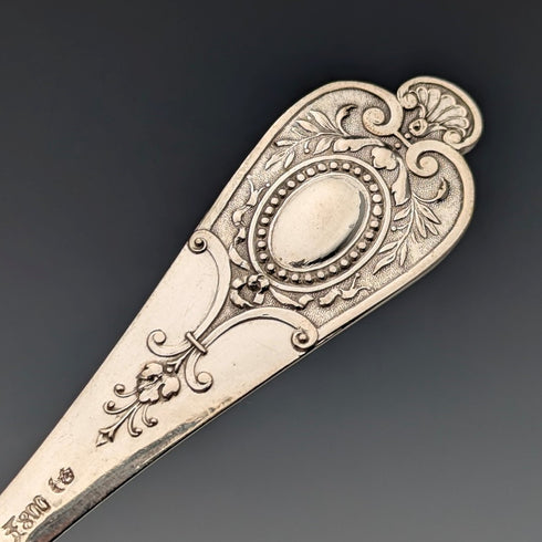 German antique continental silver spoon set of 10 + 1, total weight 205g