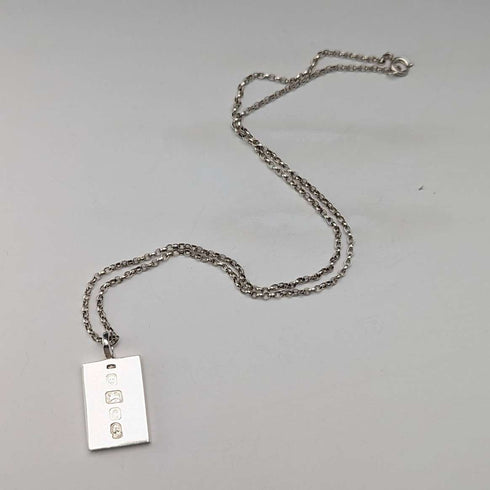 1977 British vintage sterling silver ingot pendant, 1/2 troy ounce, with sterling silver chain