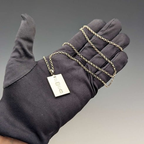 1977 British vintage sterling silver ingot pendant, 1/2 troy ounce, with sterling silver chain