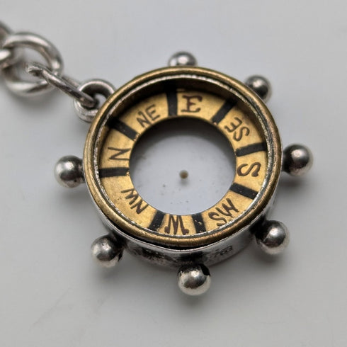 Circa 1900 British antique sterling silver Albert chain, 25g sterling silver compass fob