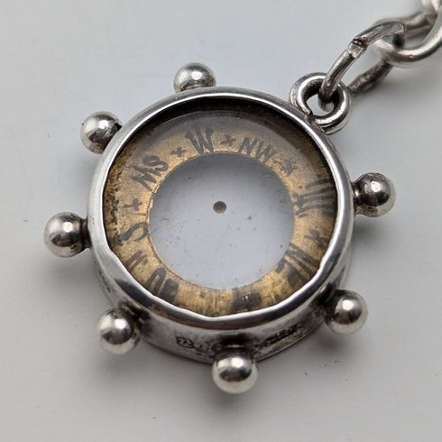 Circa 1900 British antique sterling silver Albert chain, 25g sterling silver compass fob