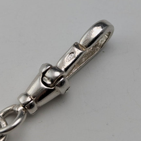 Circa 1900 British antique sterling silver Albert chain, 25g sterling silver compass fob