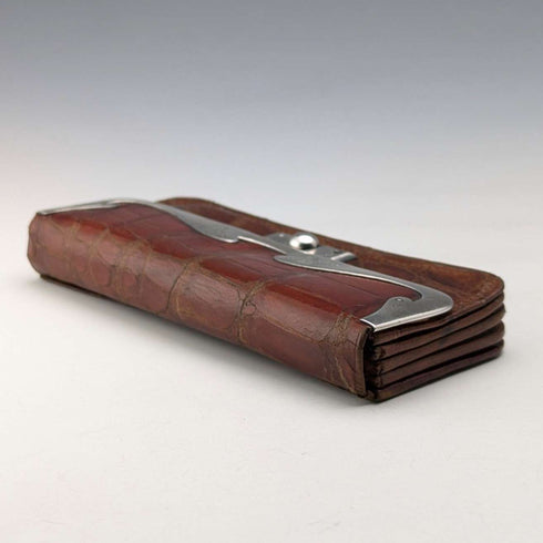 【预留商品】1905年 英国古董 纯银装饰 小型皮夹 零钱袋 Charles Penny Brown