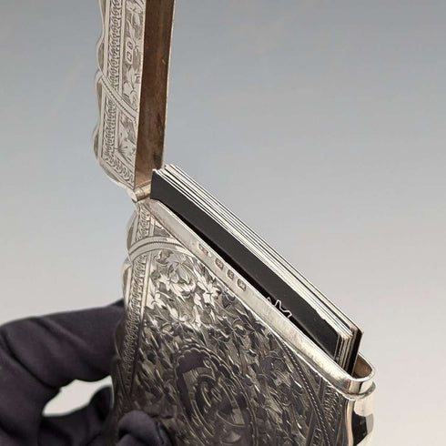1897 British antique sterling silver card case 66g George Randle