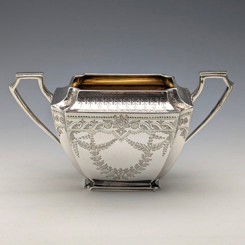 1894年頃 英国アンティーク シルバープレート製 ティーセット 3点セット Atkin Brothers