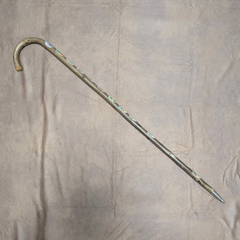Vintage Men's European Tourist Walking Stick, Brown Shaft, 88cm