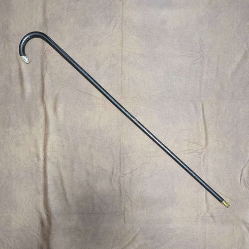 1929 British vintage gentleman's curved handle pure silver decorated walking stick, 83cm