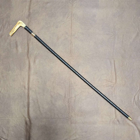 英国アンティーク 紳士用 アントラーL字ハンドル ステッキ 杖 86cm