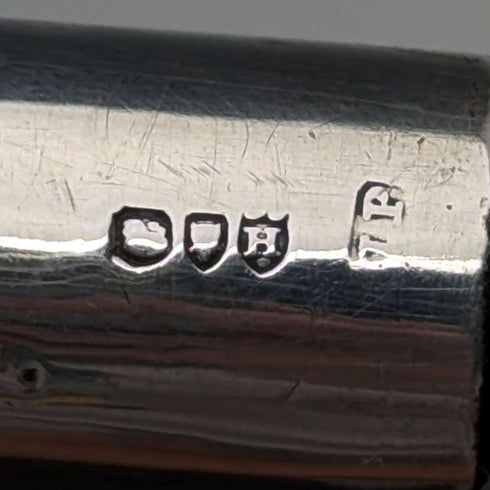 1883 British antique ladies clutch handle pure silver decorated walking stick 81cm
