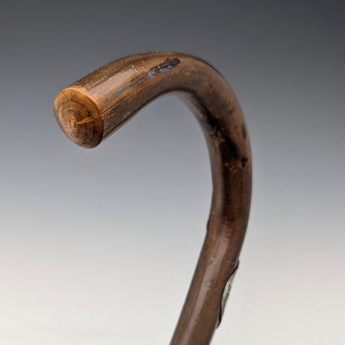 Vintage Men's European Tourist Walking Stick, Brown Shaft, 88cm