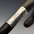 1918 British antique men's pure silver decorated horn handle walking stick 82cm