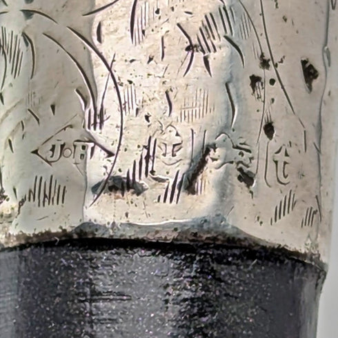 1918 年英國古董男士純銀裝飾牛角手柄手杖 82 厘米