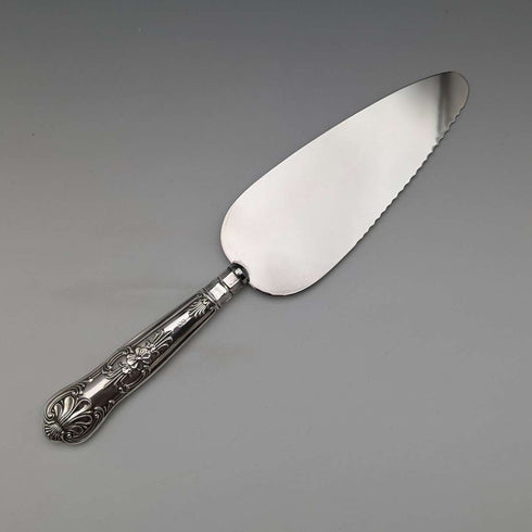 1962 British Vintage Sterling Silver Handle Cake Slicer, Boxed, Harrison Brothers
