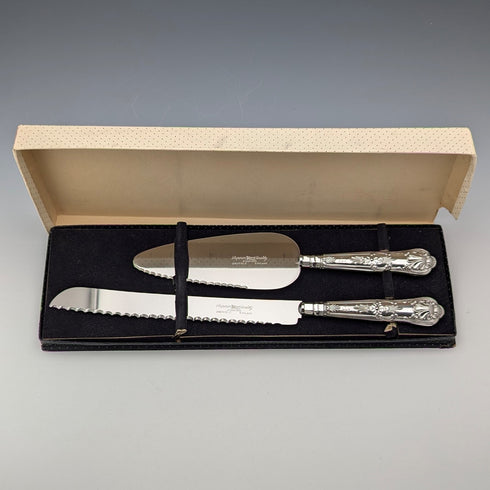 1960年 英国ヴィンテージ 純銀製ハンドル ケーキスライサー&ブレッドナイフ Harrison Brothers