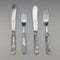 1877 British antique white mother-of-pearl handle, pure silver blade fish cutlery, 2 pairs, William Hutton & Sons