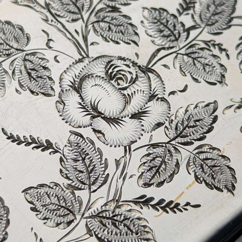 1897 British antique sterling silver card case with Japonism decoration, 75g, Mappin & Webb