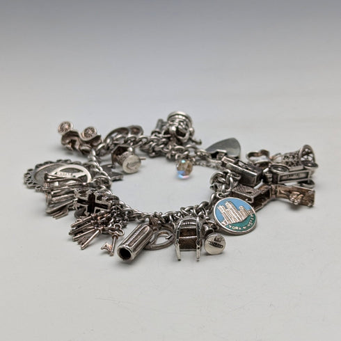 1970年 英国ヴィンテージ 純銀製 チャームブレスレット 78g D&BS