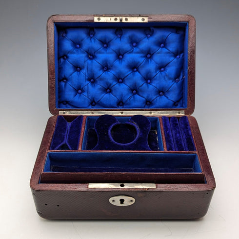 20 世紀初英國古董皮革首飾盒懷錶架