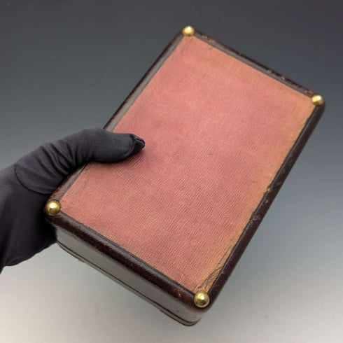 Early 20th Century British Antique Leather-Covered Jewelry Box with Pocket Watch Holder