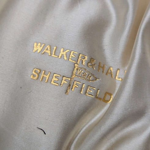 1911 年英國古董 6 純銀茶匙和糖鉗套裝,裝在 Case Walker&Hall 中