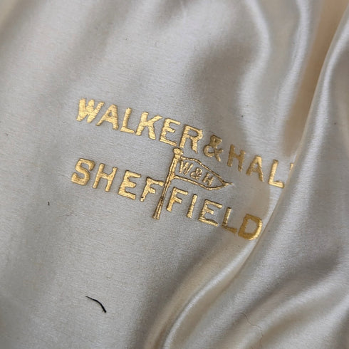 1911年 英国アンティーク 純銀製ティースプーン6本&シュガートングセット ケース入り Walker&Hall