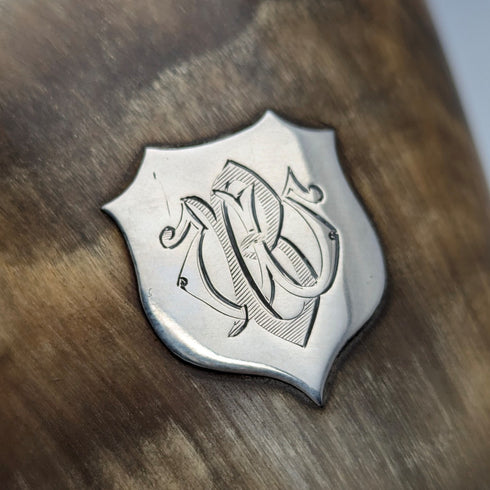 1872年 英国アンティーク 純銀装飾 ホーン製 ビーカーカップ Thomas Smiley