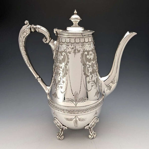 1870年頃 英国アンティーク シルバープレート製 コーヒーポット Philip Ashberry