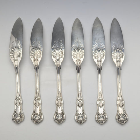 英国アンティーク シルバープレート製 フィッシュナイフ 6本セット Martin Hall