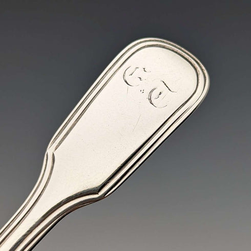 1819 British antique sterling silver tea caddy spoon Thomas Wallis II & Jonathan Hayne