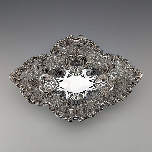 1901 British antique sterling silver dish 127g James Dixon &Sons