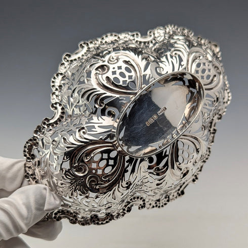 1901 British antique sterling silver dish 127g James Dixon &Sons