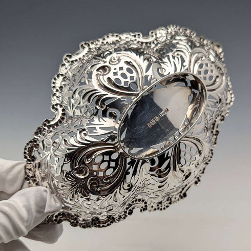 1901 British antique sterling silver dish 127g James Dixon &Sons