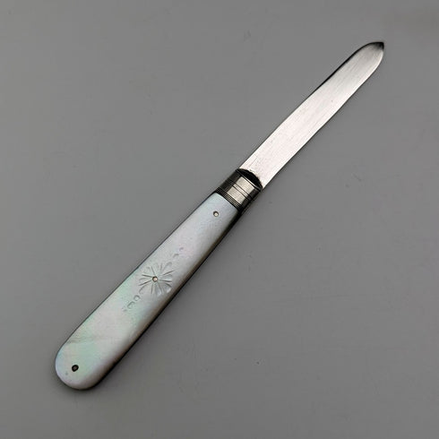 1907 英國古董白色珍珠手柄純銀刀片小刀 Arthur Worral Staniforth