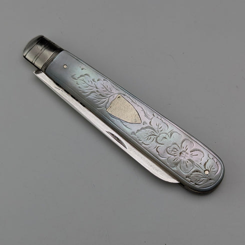 1907 英國古董白色珍珠手柄純銀刀片小刀 Arthur Worral Staniforth