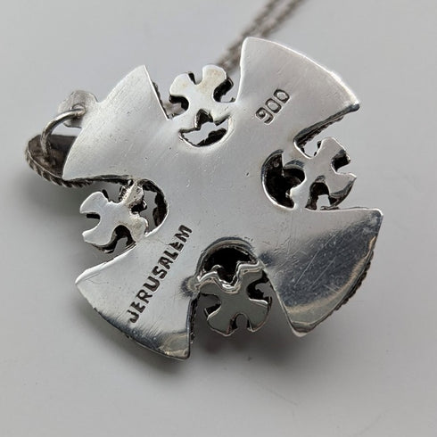 ヴィンテージ 900シルバー&パープルストーン クロスペンダント& 純銀ネックレス